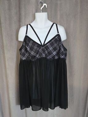 Torrid Curve Size 6x Plaid Bust Black Strappy Chemise